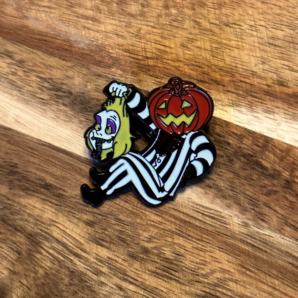 New Halloween Beetlejuice Pumpkin Pin